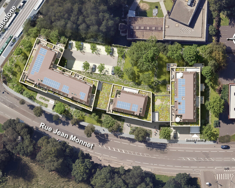 3 pièces avec jardin et terrasse de 284 m² - Plan masse